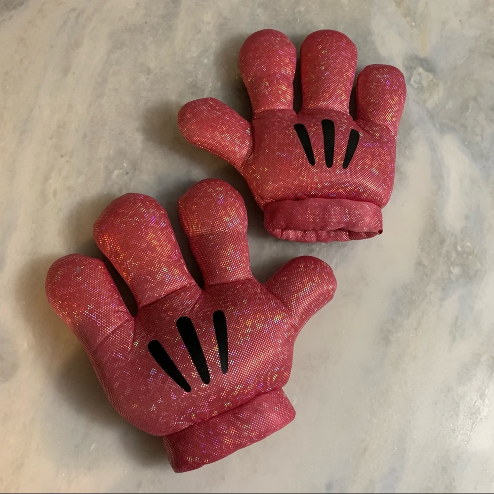Disney Parks Store Mickey Minnie Mouse Plush Big PINK hands gloves 10" gloves